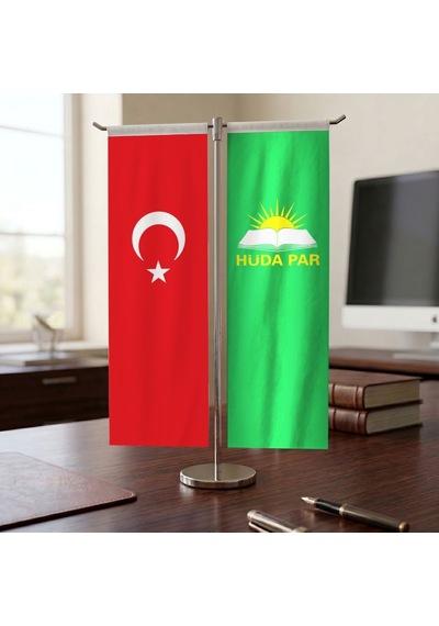 Hüda Par Bayrağı Ve Türkiye Bayrağı Kırlangıç T Tipi Masa Bayrak Takımı Diğer