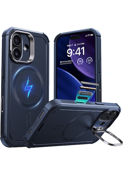 Esr Apple Uyumlu iPhone 17 Cyber Tough Manyetik Kılıf Kamera Kontrol Özellikli Stantlı Lacivert