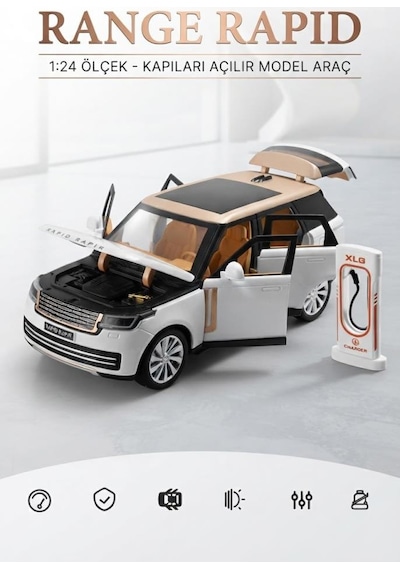 1:24 Ölçek Sesli Ve Işıklı 6 Kapı Açılır Şarj İstasyonlu Standlı Range Rover Suv Model Araba