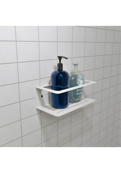 Aju Şampuanlık Sabunluk, Minimalist Banyo Organizatörü, Metal Duş Rafı, Banyo Düzenleyici Beyaz