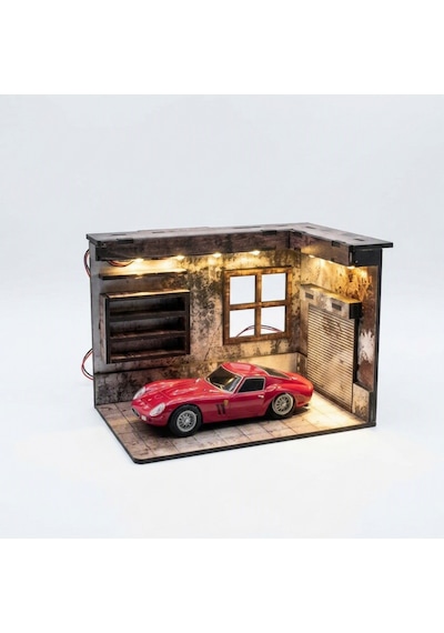 Vintage Garaj Diorama Sergileme Ünitesi