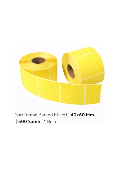 Sarı Termal Barkod Etiketi 40x60 Mm 500 Sarım 10 Rulo Diğer
