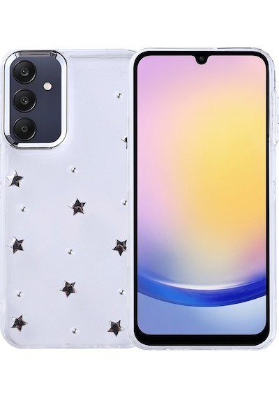 Galaxy A25 Kılıf Airbag Tasarımlı Simli Şeffaf Zore Kutup Kapak Yıldız