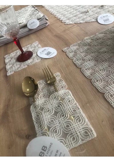 Buradabulabilirsin Sofra Takımı Orion Gardenya Keten Yemek Takımı 160x260 Masa Seti 26 Parça Runner Set Kapiçino Bbz