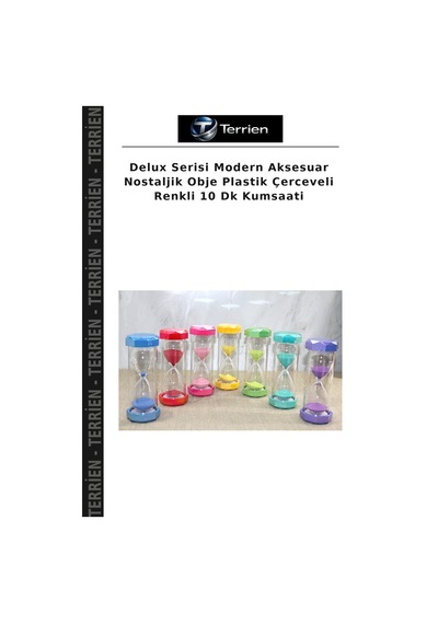 Delux Serisi Modern Aksesuar Nostaljik Obje Plastik Çerceveli Renkli 10 Dk Kumsaati
