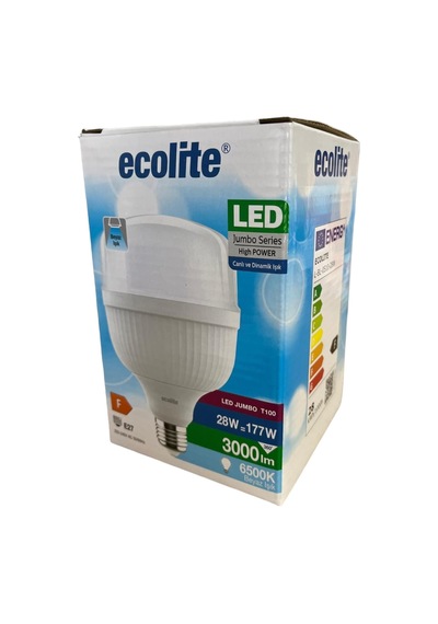 Ecolite 28w Jumbo Led Ampul 177w Eşdeğer 6500k Beyaz Işık 3000 Lümen E27 Duylu Enerji Tasarruflu Ve Uzun Diğer