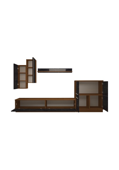 Decoraktiv Eko 6b Mdf Std Tv Ünitesi Tv Sehpası Ceviz - Siyah Mermer