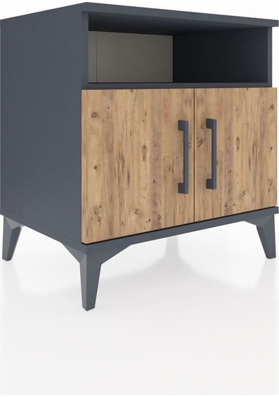 Hyperion Komodin 2 Raflı 2 Kapaklı 60x44x64 Antrasit-çam Antrasit