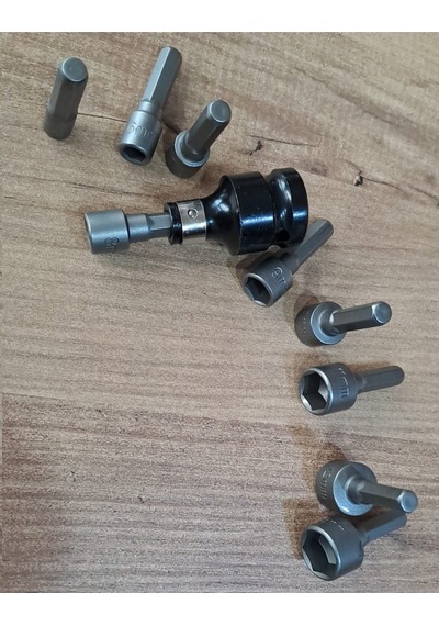 Somun Sökme Sıkma Makine İçin 9lu Lokma Seti Bits Adaptörlü Hex