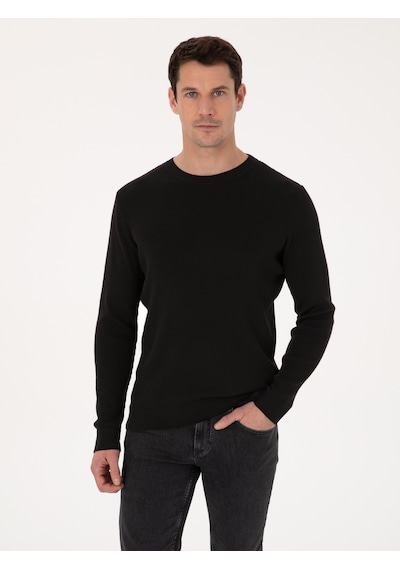 Cacharel Siyah Slim Fit Pamuk Karışımlı Bisiklet Yaka Selanik Örgü Triko Kazak Cacharel Siyah Slim Fit Pamuk Karışımlı Bisiklet Yaka Selanik Örgü Triko Kazak