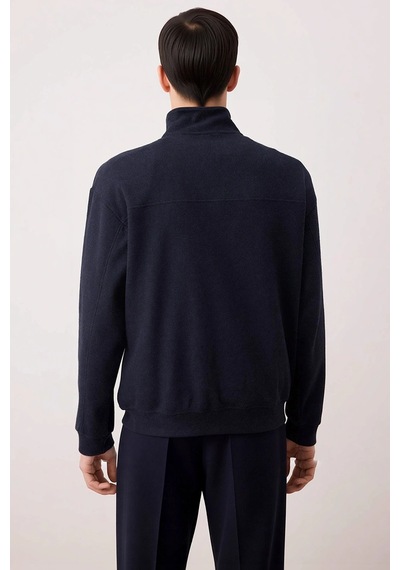 Benerly Erkek Dik Yaka Standart Kol Selanik Oversize Kalıp Sweatshirt Fon Lacivert