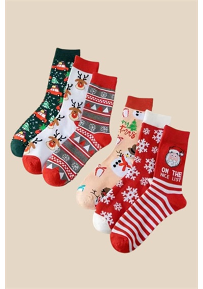 Unisex Noel Çorabı Noel Baba, Geyik Veya Kar Adamı Desenli Orta Bilek Çorap 1 Çift Rastgele Mo