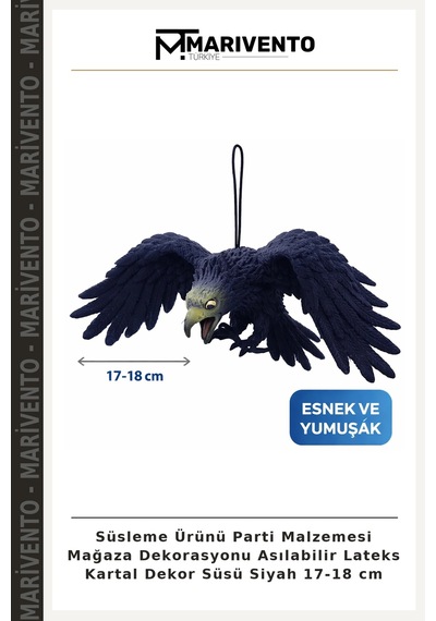 Süsleme Ürünü Parti Malzemesi Mağaza Dekorasyonu Asılabilir Lateks Kartal Dekor Süsü Siyah 17-18 Cm