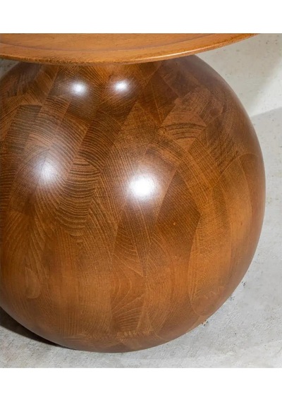 Wood Tekli Mantar Ahşap Orta Sehpa Fiskos Çiçeklik Decorative Kahverengi