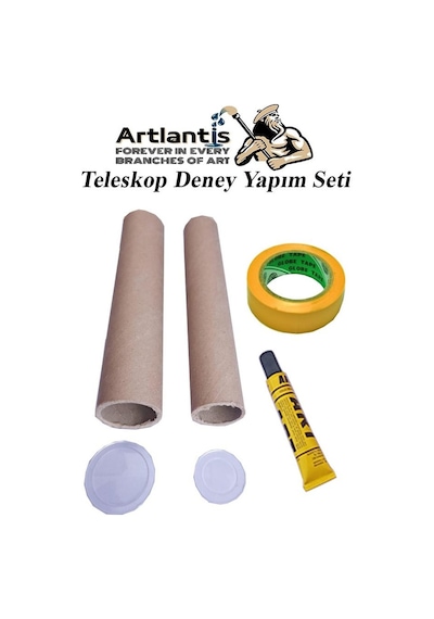Basit Teleskop Yapım Seti 1 Paket Teleskop Deney Seti Silindir Karton Mercek Okul Sınıf Etkinlik