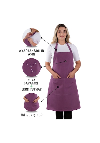 Sevilya Simple Ayar Askılı Mutfak Önlüğü Mor