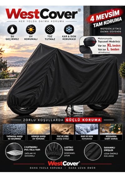 Rks Motor Parmıda 50 Uyumlu Siyah Motosiklet Brandası,su Geçirmez Kar Don Güneş Korumalı Uvli Motor Örtüsü Bağlantı Klipsli Taşıma Çantalı.