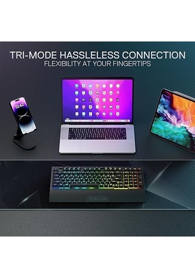 K515 Pro Shiva Rgb Kablosuz Membranlı Türkçe Oyun Klavyesi, 98 Tuşlu Mekanik Hissi Klavye Ve Smooth Lineer Switch,ma