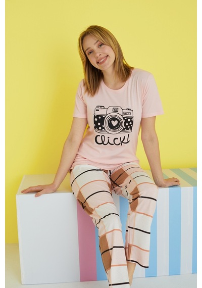 Siyah İnci Örme Pijama Takım 24103149 Çok Renkli