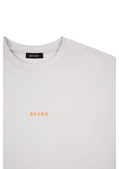 Beord Taş %100 Pamuk Bisiklet Yaka Sweatshirt Bss1-148