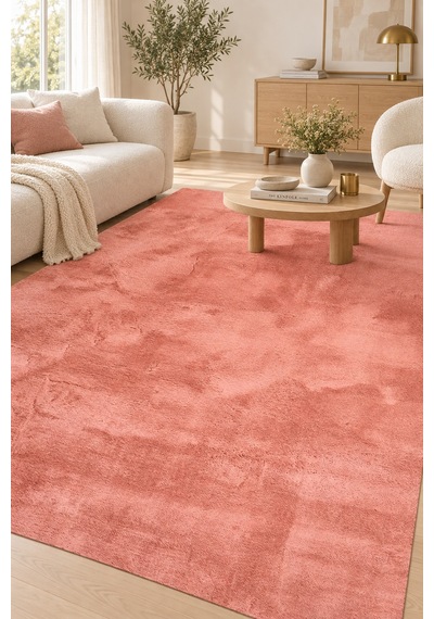 Kuvva Peluş Rose Ekstra Yumuşak Kaymaz Tabanlı Tüy Dökmez Kabartmalı Polyester Halı Özel Ölçü