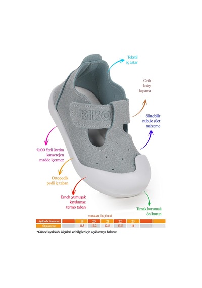 Kiko Kids Elroy İlk Adım Bebe Cırtlı Kız Bebek Spor Ayakkabı Bebe Mavi