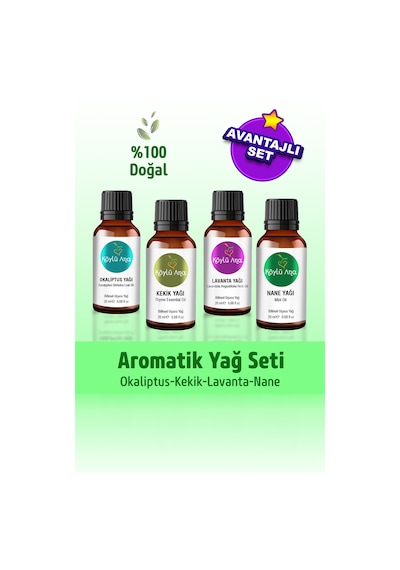 Köylü Ana Okaliptus + Nane + Kekik + Lavanta Aromatik Yağ 4'lü