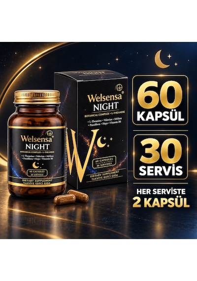 Welsensa Night Stressiz Ve Derin Uyku Döngüsüne Yardımcı Melatoninsiz Formül 60 Kapsül