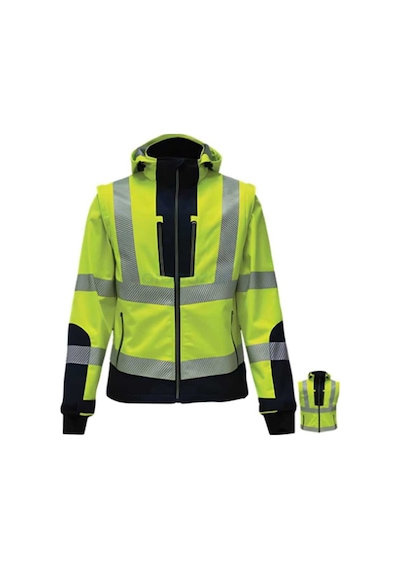 Vızwell Vwjk521 Yüksek Görünümlü Rıpstop Softshell Kollar Çıkmalı Mont Sarı