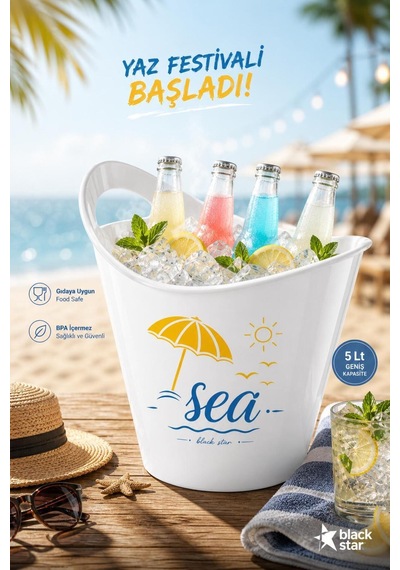 Galeriyo Sea 5 Lt. İçecek Ve Buz Kovası Taşınabilir Beyaz