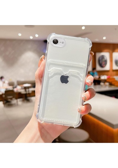 Teknomoda Apple Uyumlu iPhone 16e Kılıf Kartlıklı Anti Şok Korumalı Şeffaf Silikon Şeffaf Açık 16e Şeffaf