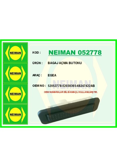 Bescher Bagaj Açma Düğmesi Fıat Egea 16 Jeep Renegade 14 Neıman 052778 52052778