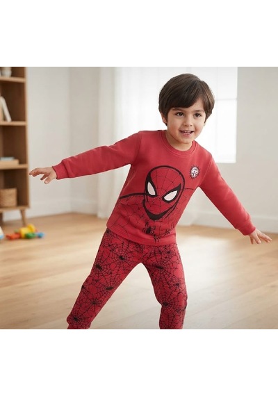 Zelhanbrand Erkek Çocuk Spiderman Desenli Eşofman Takımı Açık Kırmızı