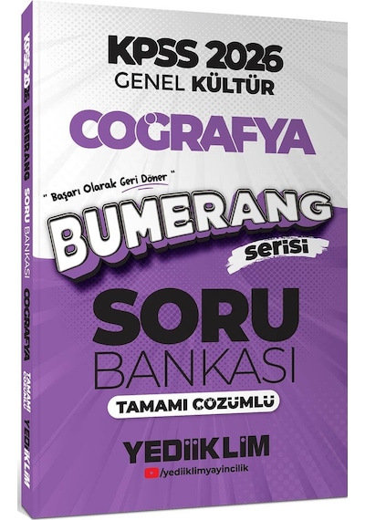 Yediiklim Yayınları 2026 Kpss Genel Kültür Bumerang Coğrafya Tamamı Çözümlü Soru Bankası
