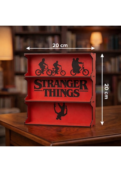 Dalyan Stranger Things Temalı Ahşap Figür Standı Koleksiyon Rafı -