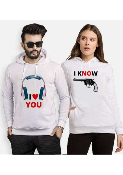 Tshirthane I Love You I Know Sevgili Kombinleri Kapüşonlu Kombin
