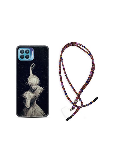 Oppo Reno 4 Lite Kılıf Rasta Boyun Askılı Star Woman 1332