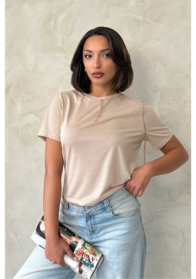 Verymoda Çoban Dikişli Tişört D2629 Taş