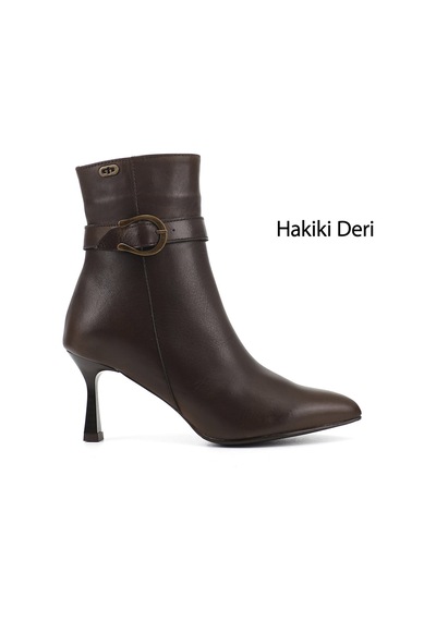 Gönderir Kadın Kahverengi Fermuarlı Sivri Burun Hakiki Deri Bot Dkzb13453478