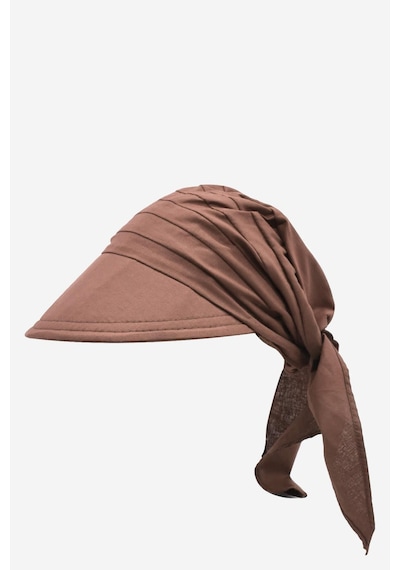 Külah Kadın Safari Bağlamalı Eşarp Siperli Bandana Plaj Şapkası - Kahve