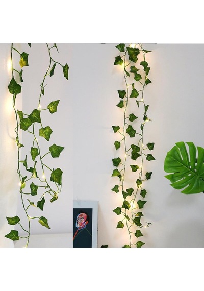 Cajuart Dekoratif Büyük Yapraklı 2 Metre Sarmaşık Çiçek Led Işık