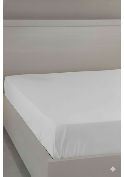 %100 Pamuk Ranforce Premium King Size Lastikli Çarşaf - Beyaz Beyaz