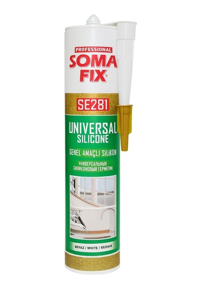 Somafıx Se281 Universal Silicone Beyaz Genel Amaçlı Silikon Mastik Su Geçirmez, Esnek, Hızlı Kuruyan Banyo, Mutfak, Kapı, Pencere, Seramik Ve Pvc İçin