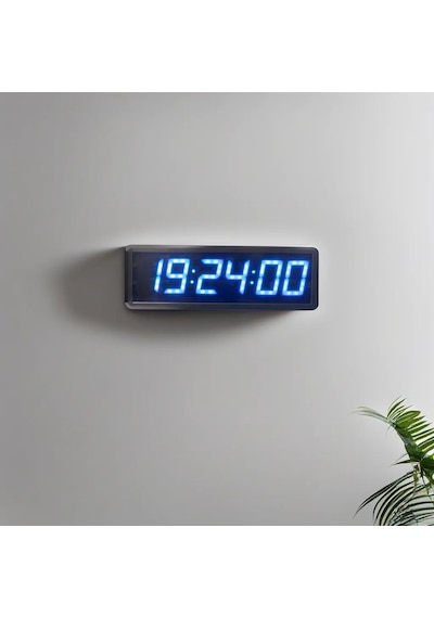 Saniyeli Dijital Led Duvar Ve Masa Saat Ve Derece - Turkuaz Kasa Ölçüsü: 12x35 Cm
