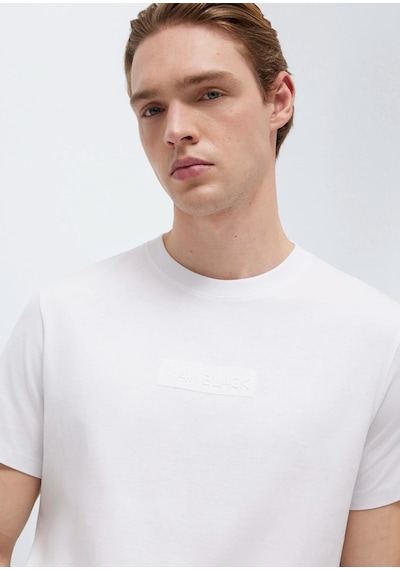 Mavi M0613270-620 Mavi Black Logo Baskılı Tişört Erkek T-shirt Beyaz