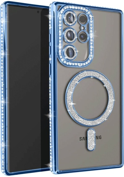Newface Samsung Uyumlu Galaxy S25 Ultra Kılıf Joke Simli Magneticsafe Kılıf - Mavi Mavi