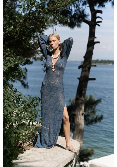 Mai Collection Mai Studios Co. Caroline Dantelli İndigo Uzun Elbise İndigo Mai Collection Mai Studios Co. Caroline Dantelli İndigo Uzun Elbise İndigo