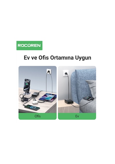 Rocoren 60w 3 Type-c Ve 3 Usb-a 6 Portlu Şarj Cihazı Masaüstü Şarj İstasyonu
