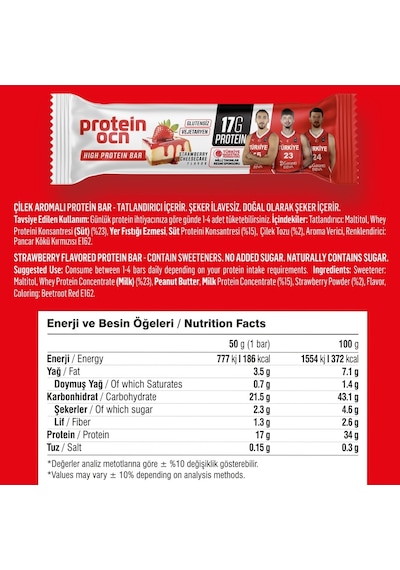 Proteinocean Çilekli Cheesecake Protein Bar 50 G 2 Adet