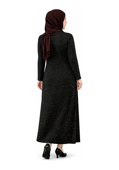 Hira Life Fashion Kadın Bisiklet Yaka Ful Kristal İki İplik Batal Tesettür Elbise Siyah Siyah Hira Life Fashion Kadın Bisiklet Yaka Ful Kristal İki İplik Batal Tesettür Elbise Siyah Siyah